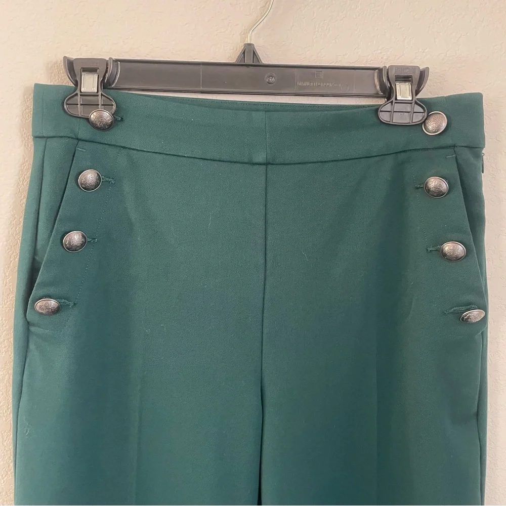 LOFT Emerald Green Sailor Pants Wide Leg Trousers Women Size 2